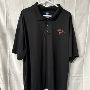 NCAA Texas Longhorns Short Sleeve Polo Shirt Black With Orange Letters Men's 2XL